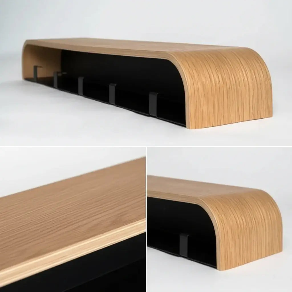 Nordic wall shelf organizer with Hooks Entryway Coat & Key Organizer-3