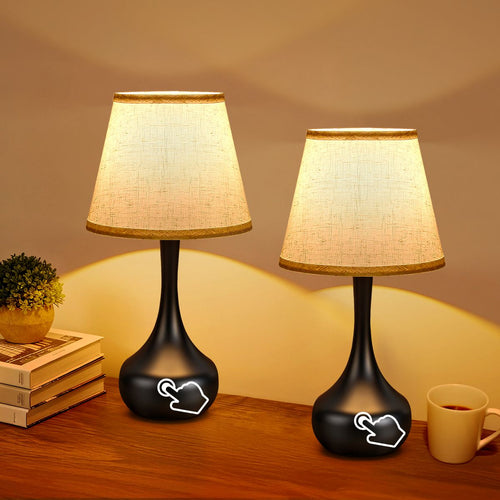 3-Way Dimmable Set of 2 Small Bedside Lamps-1