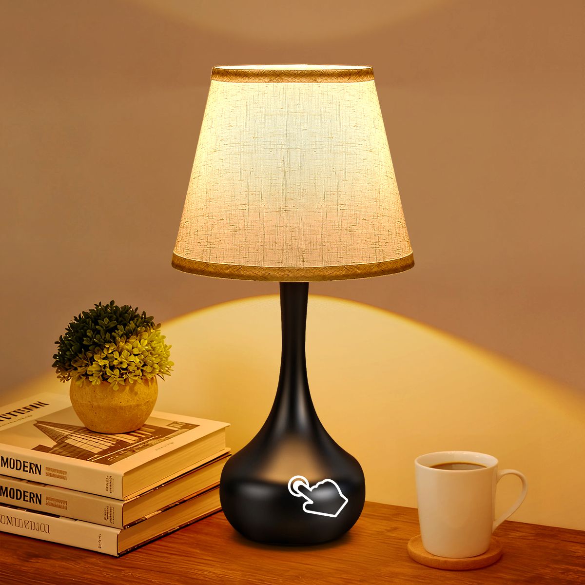 3-Way Dimmable Set of 2 Small Bedside Lamps-2